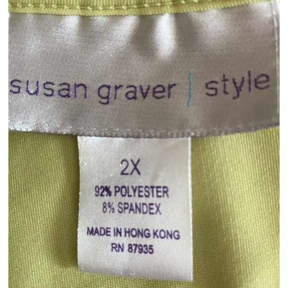 Susan Graver Tank Top Size 2X Lime Green Scoop Neck Stretch Shell Sleeveless - Picture 5 of 7